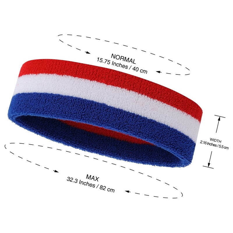 ONUPGO Sweatband Headbands for Men & Women -12PCS Sports Headbands Moisture Wicking Athletic Cotton Terry Cloth Head Band for Tennis,Basketball,Football,Gym,Working Out - Image 3